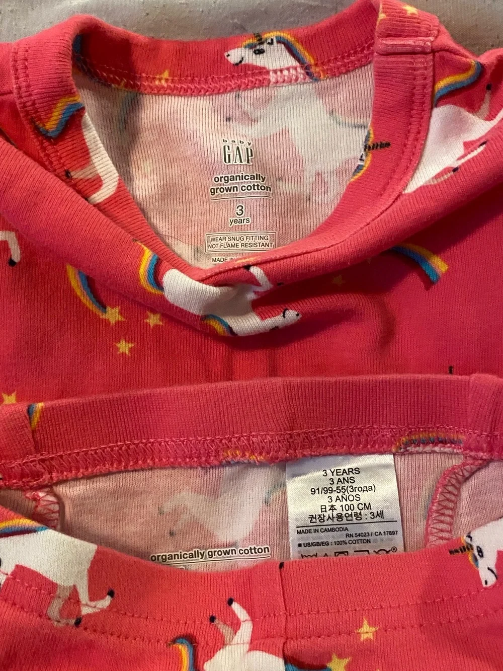 GAP Pink Unicorn Print Long-Sleeve Pajama Set